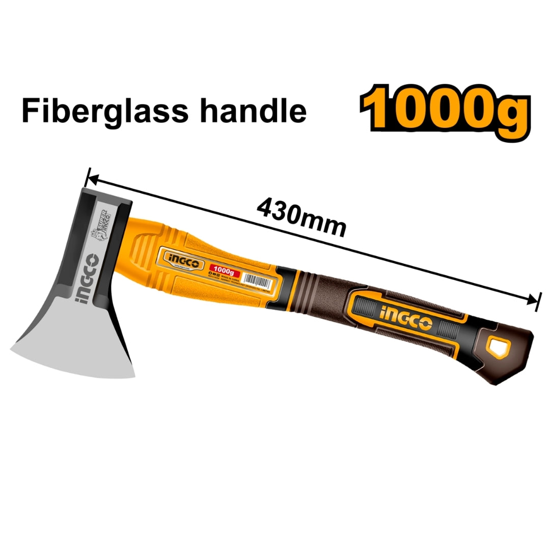 Ingco Fibreglass Handle Axe 1000g  - Bethanie Hardware