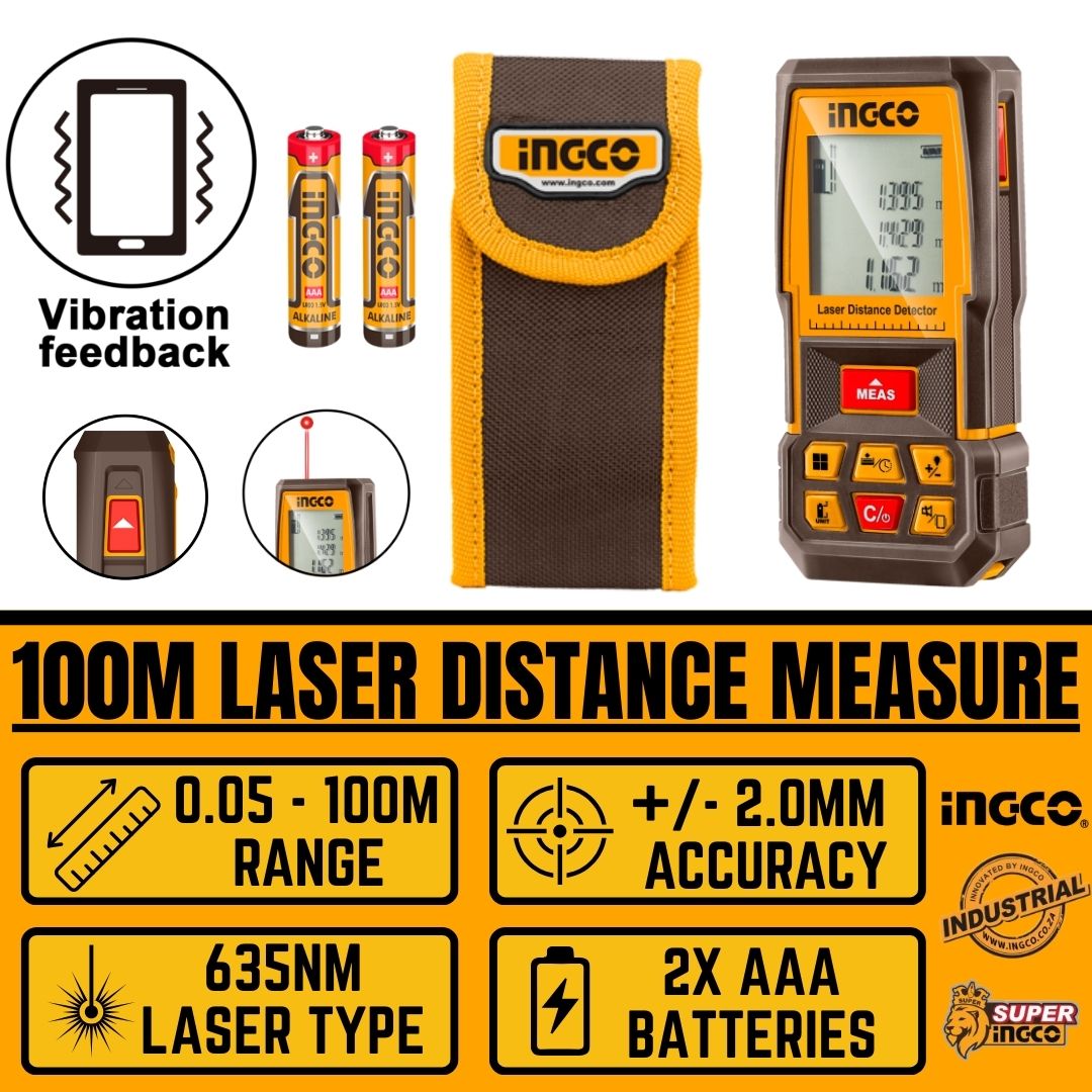 Ingco Laser Distance Measure Kit 100m - Bethanie Hardware