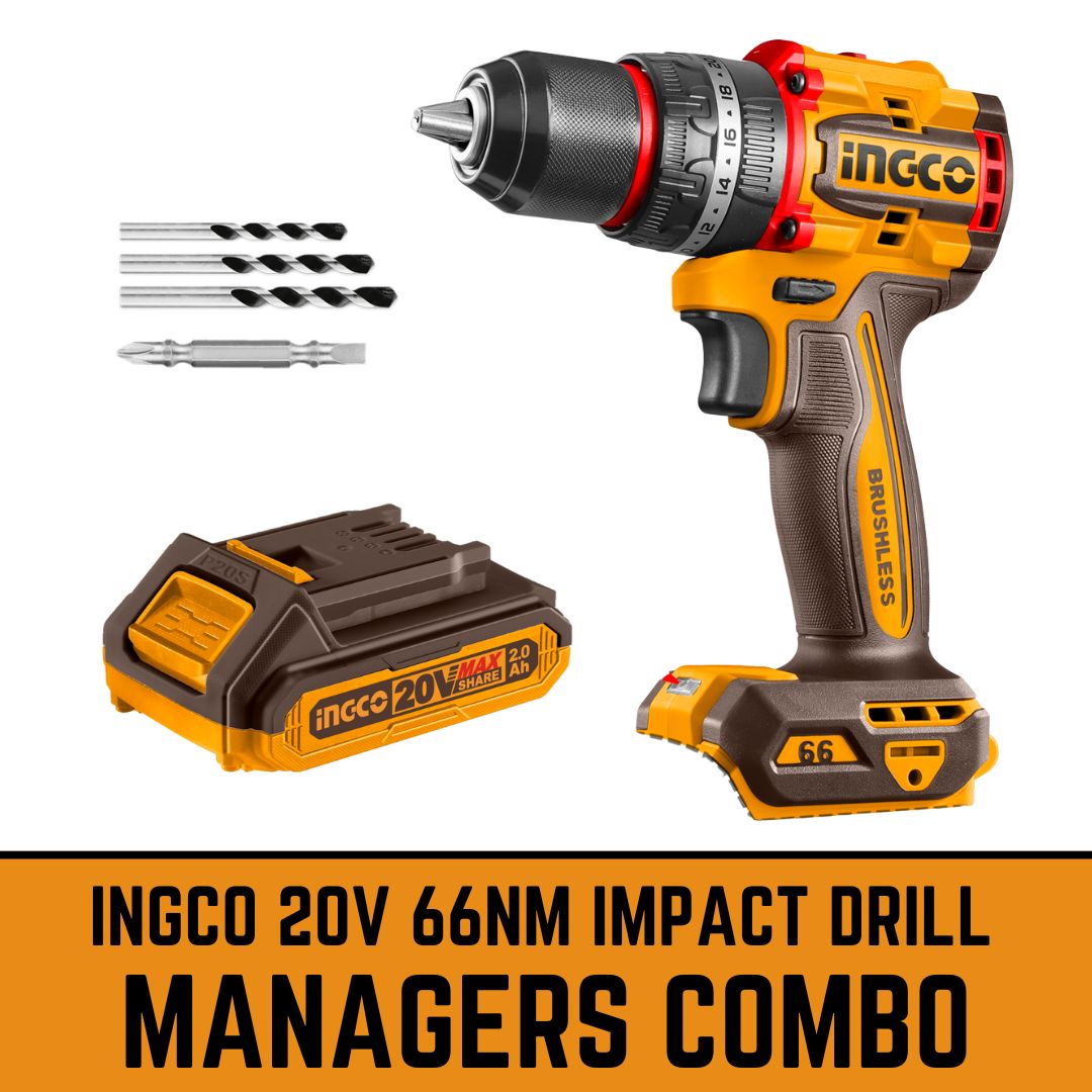 Ingco 20V Impact Drill Brushless Compact 66Nm