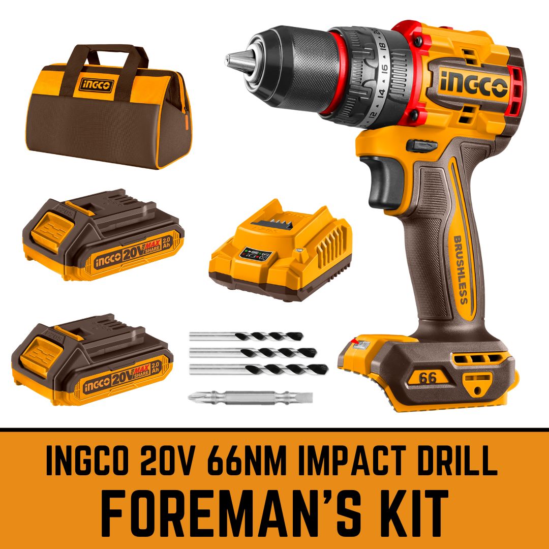 Ingco 20V Impact Drill Brushless Compact 66Nm