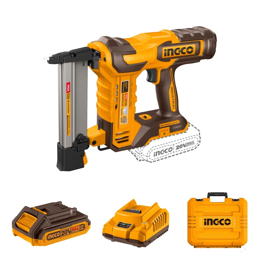 Ingco 20V Crown Stapler 40 mm Kit | Air Assisted | P20S