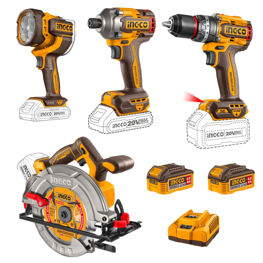 Ingco 20V Starter Combo | 4 Piece Kit | P20S