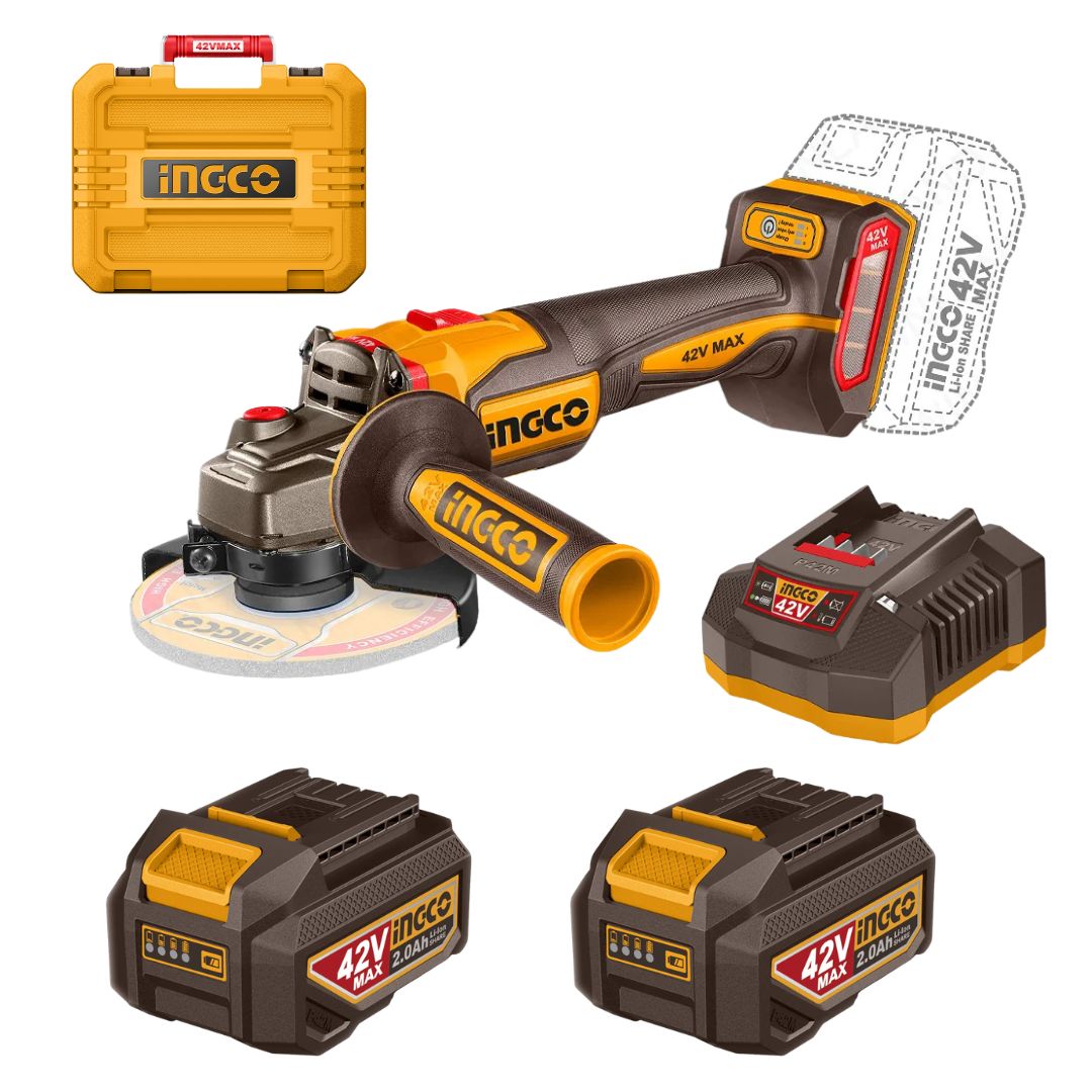 Grender Incco Ingco 42V Angle Grinder 115mm Kit | 1 080W | Brushless | P42M