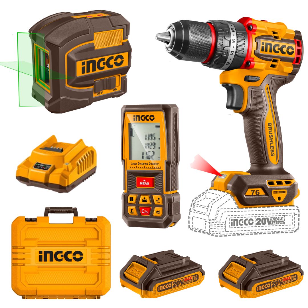 Ingco 20V Builders Kit | Drill and Measurement | P20S
