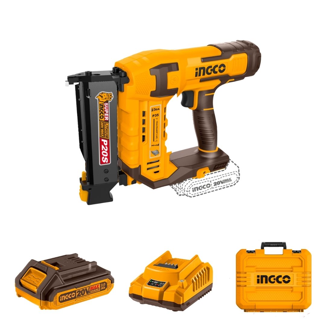Ingco 20V Pin Nailer 35 mm Kit | Air Assisted | P20S