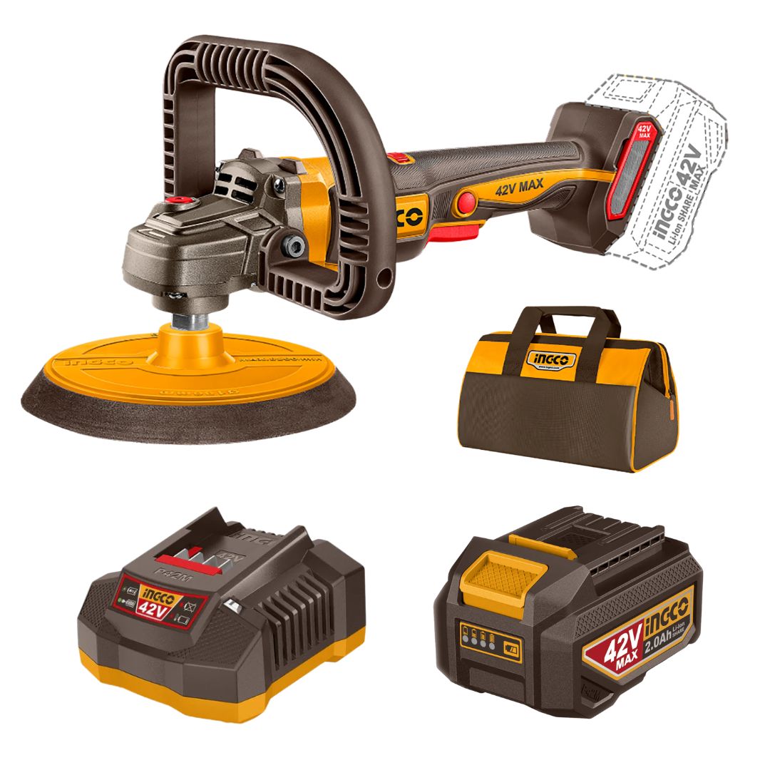 Ingco 42V Polisher 180 mm Kit | Brushless | P42M