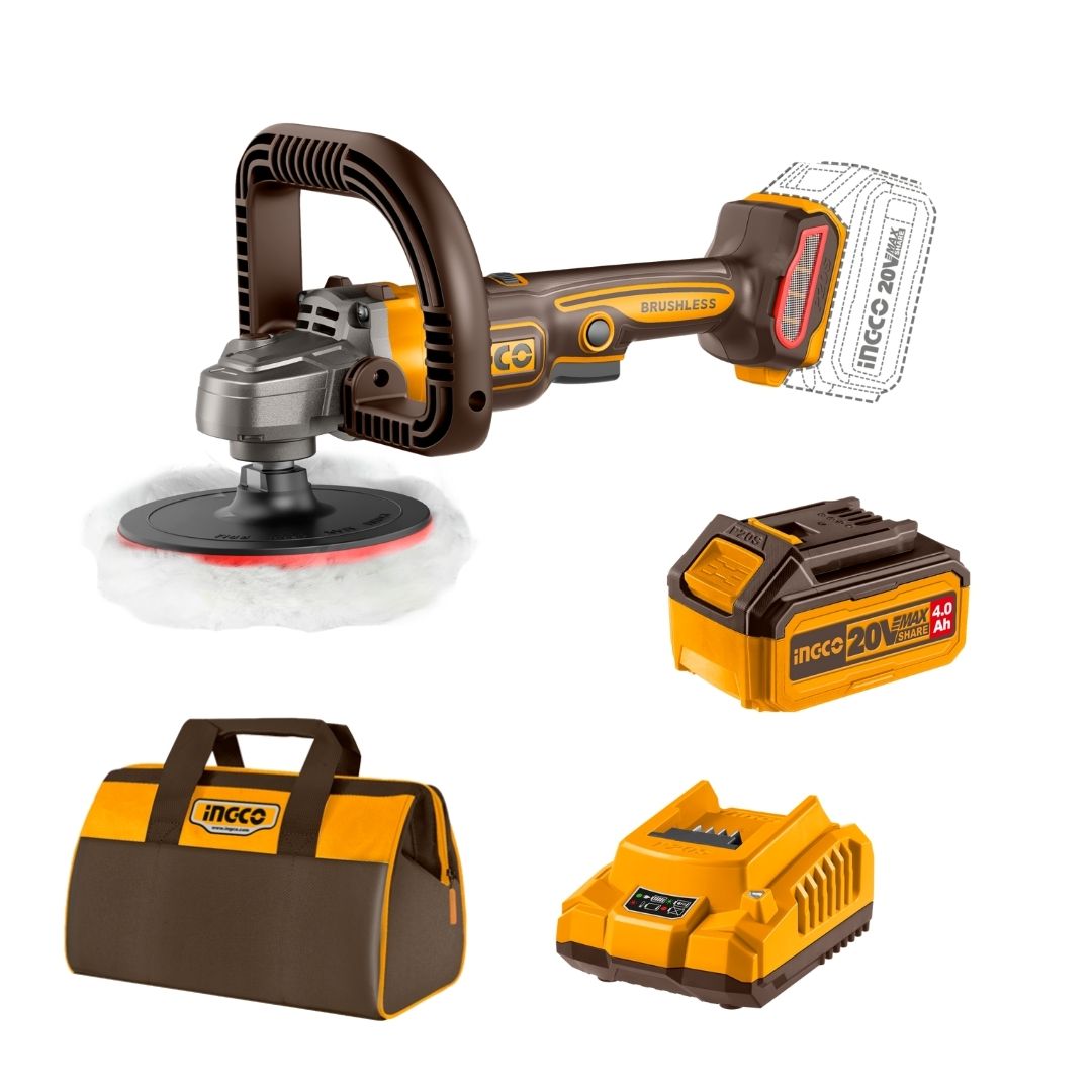 Ingco 20V Polisher 180 mm Kit | Brushless | P20S