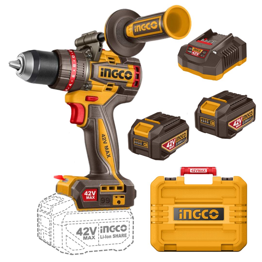 Ingco 42V Impact Drill Kit | 99 Nm | Brushless | P42M