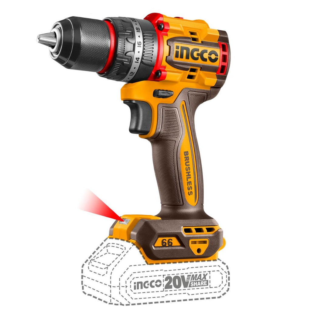 Ingco 20V Impact Drill Brushless Compact 66Nm