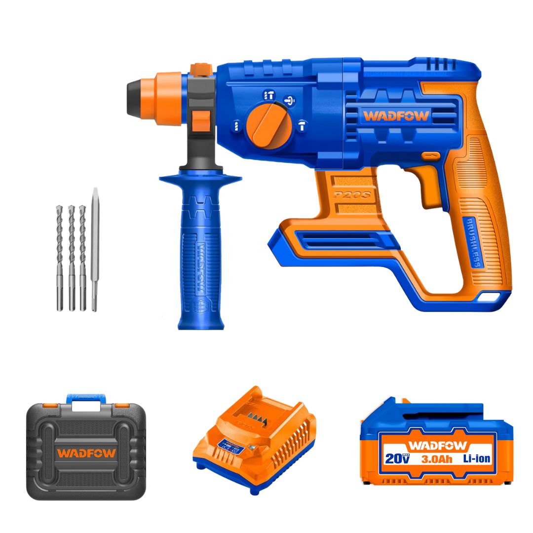 Wadfow 20V Roatry Hammer SDS Plus Kit | 22 mm | Brushless | P20S