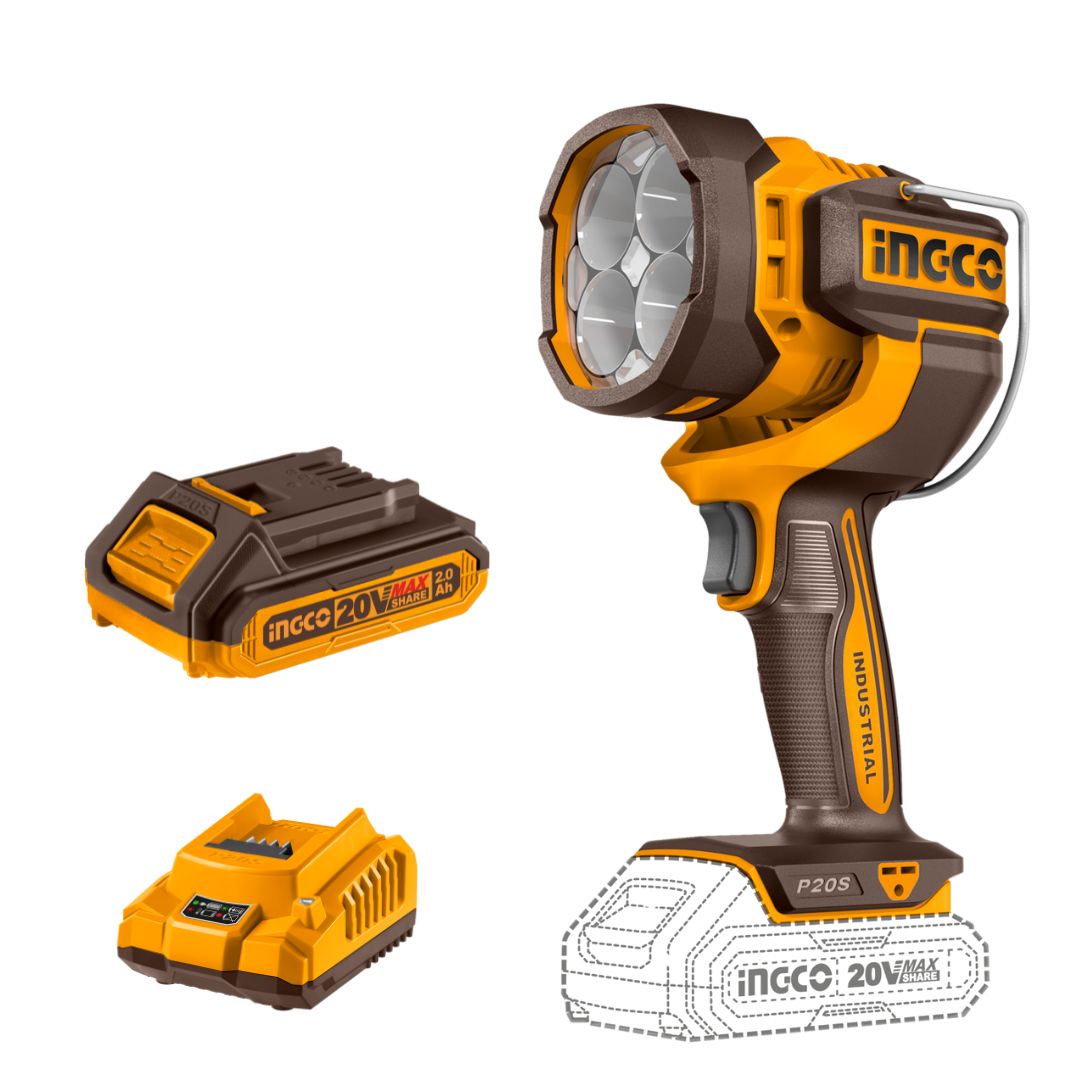 Ingco 20V Work Lamp Kit | 2 000 Lumens | P20S
