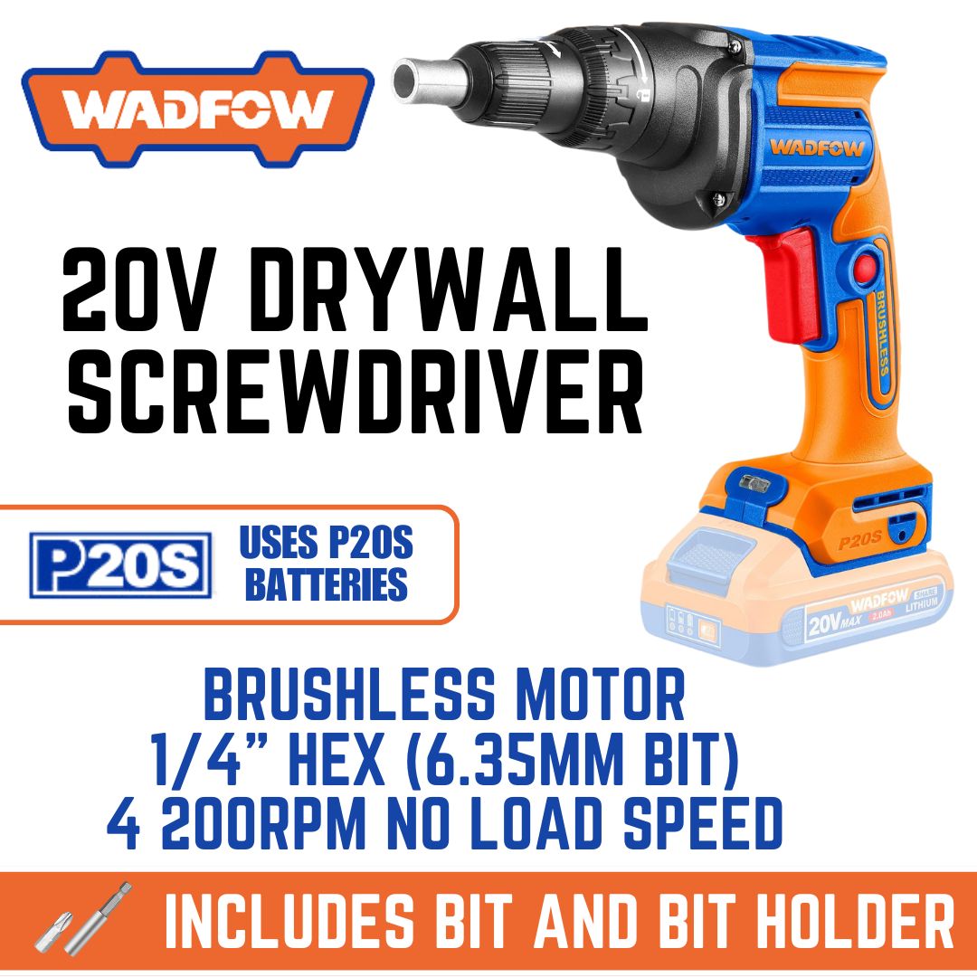 Wadfow 20V Drywall Screwdriver - Brushless