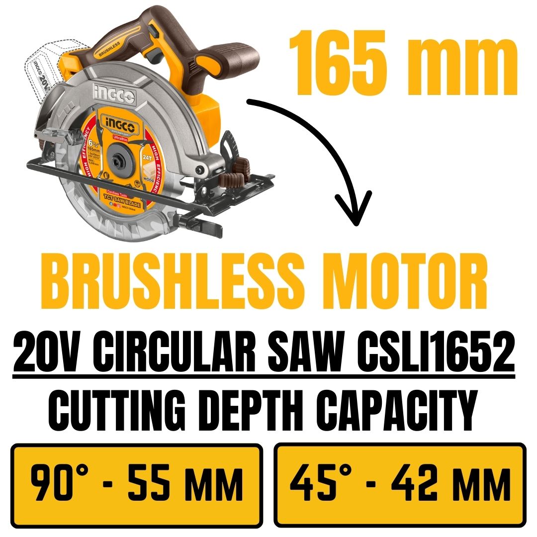 Ingco 20V Circular Saw Brushless | 165 mm | P20S