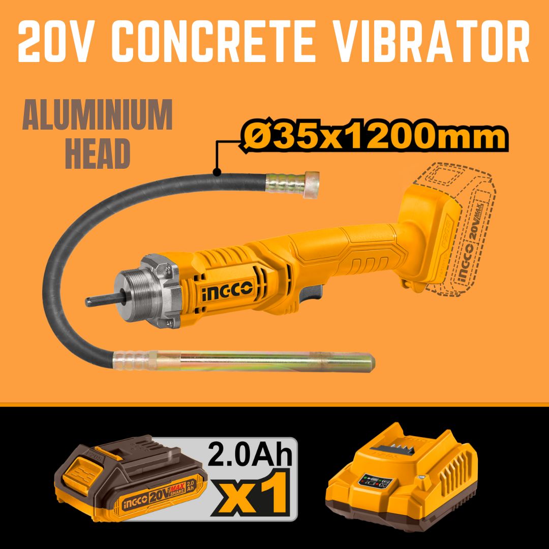 Ingco 20V Concrete Vibrator Kit | 35 x 1 200 mm | P20S
