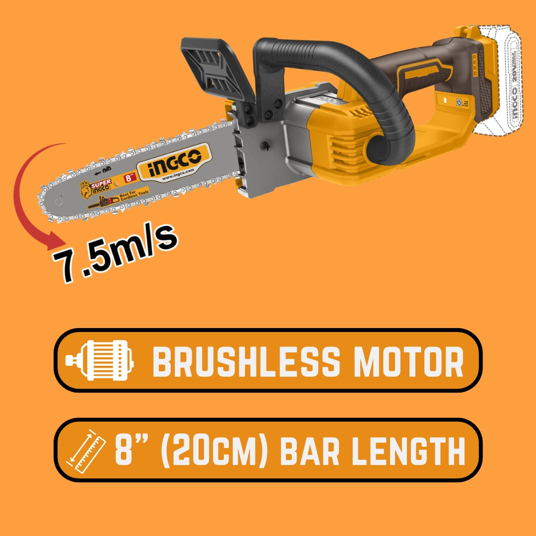 Ingco 20V Chainsaw Brushless | 8" (200 mm) | P20S