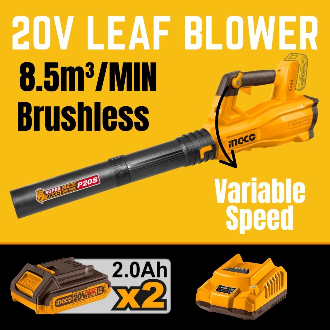 Ingco 20V Leaf Blower Brushless Kit | Variable Speed | P20S
