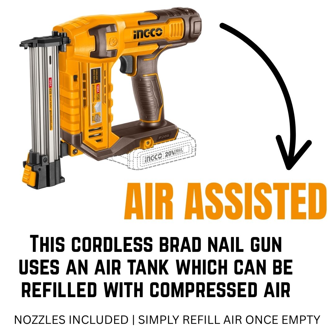Ingco 20V Brad Nailer | Air Assisted | P20S