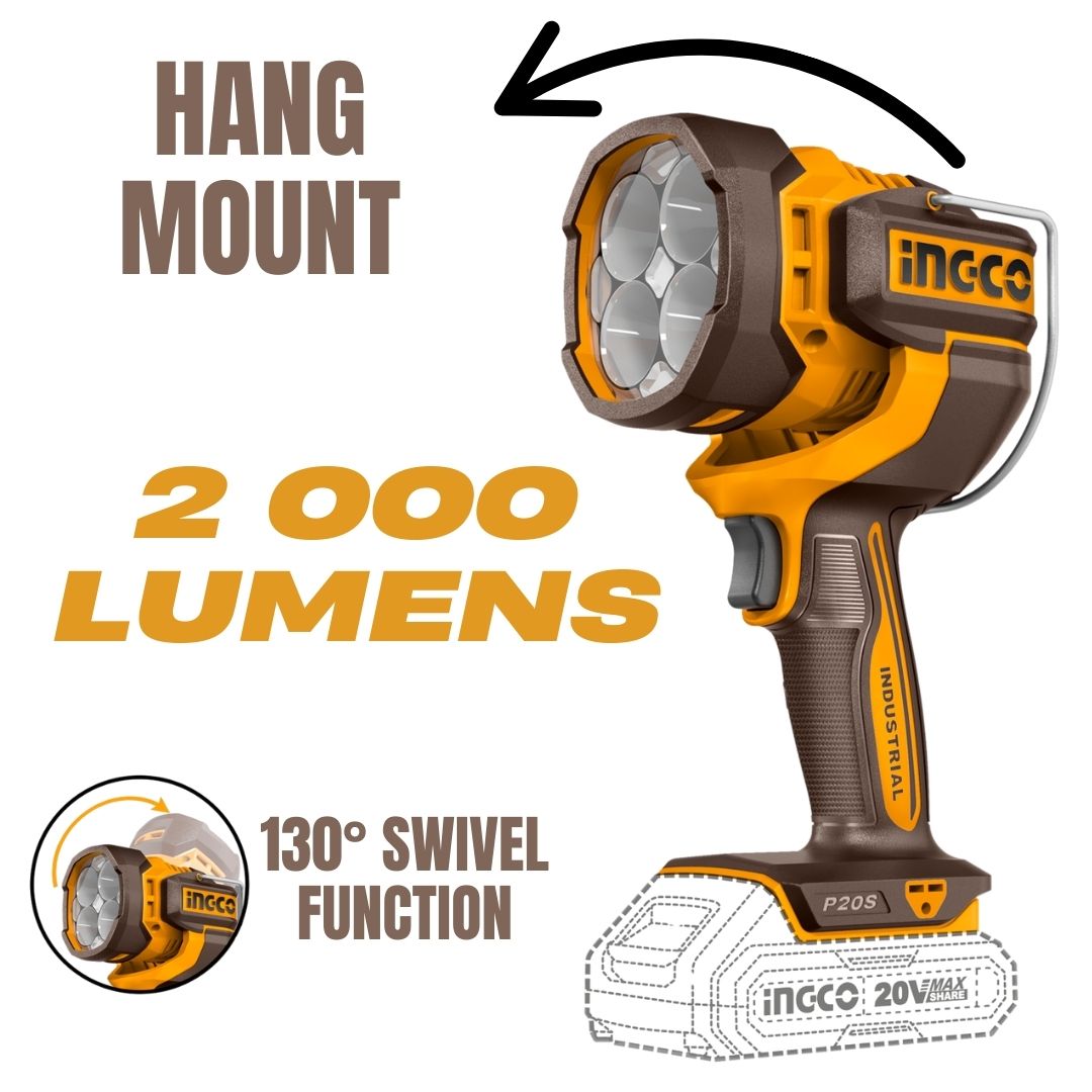 Ingco 20V Work Lamp | 2 000 Lumens | P20S