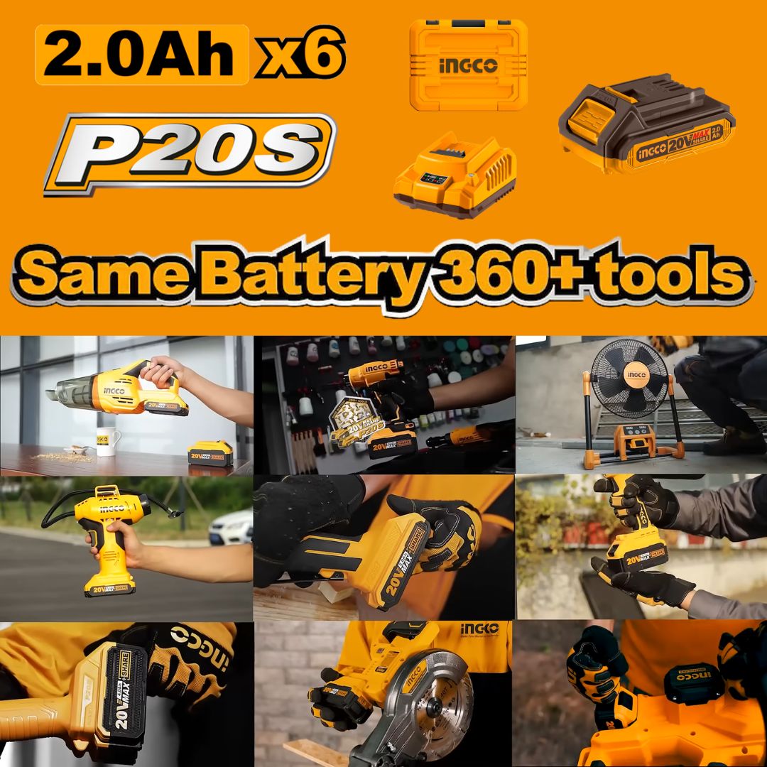 Ingco 20V Battery Pak 2.0Ah Pak Van 6 En Lader 