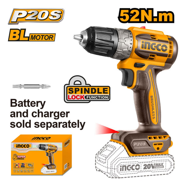 Ingco 20V Cordless Drill 52Nm Brushless - Bethanie Hardware 