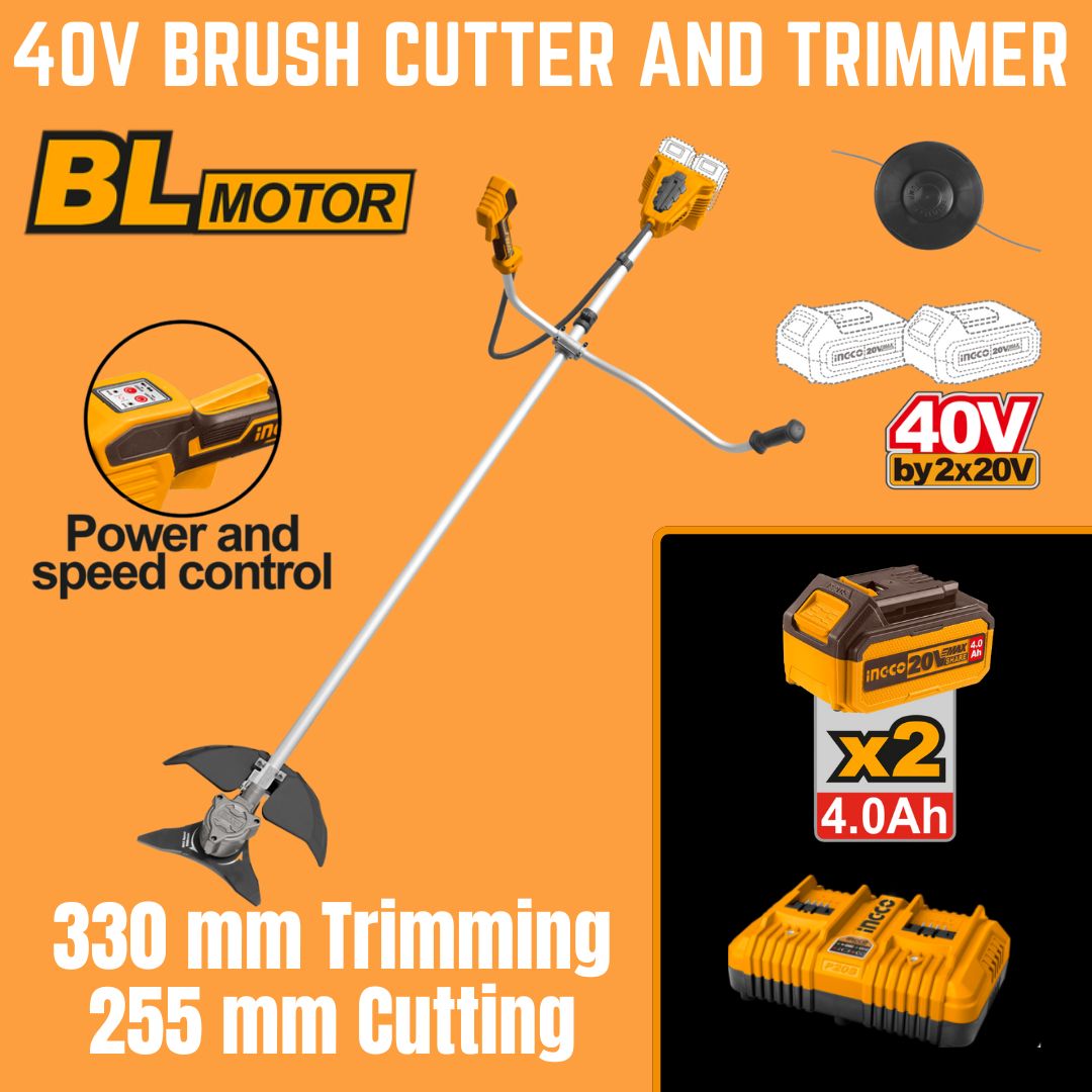 Ingco 40V Brush Cutter and Trimmer Kit | Brushless | P20S