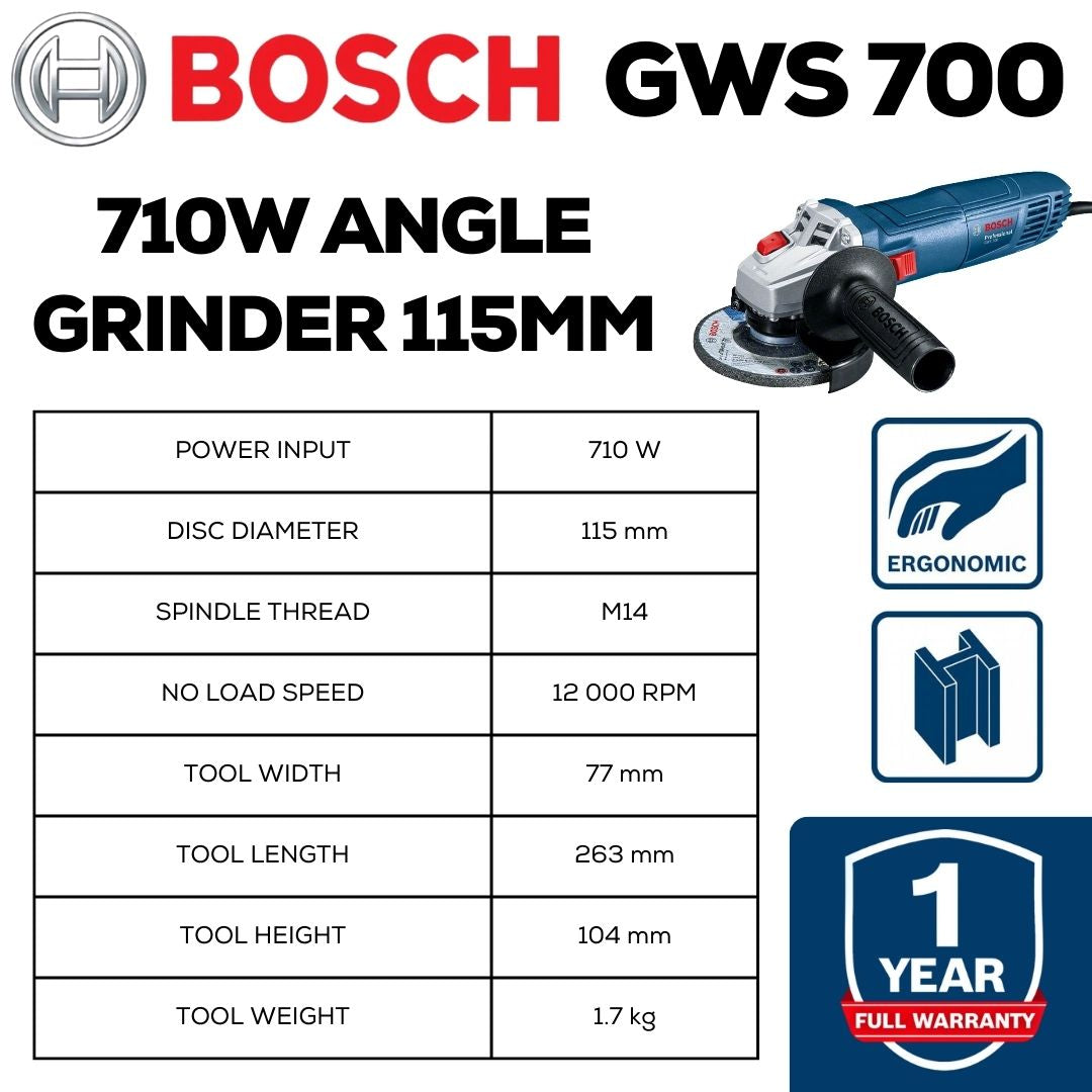 Bosch Professional 115mm 710W Baby Grinder - Bethanie Hardware