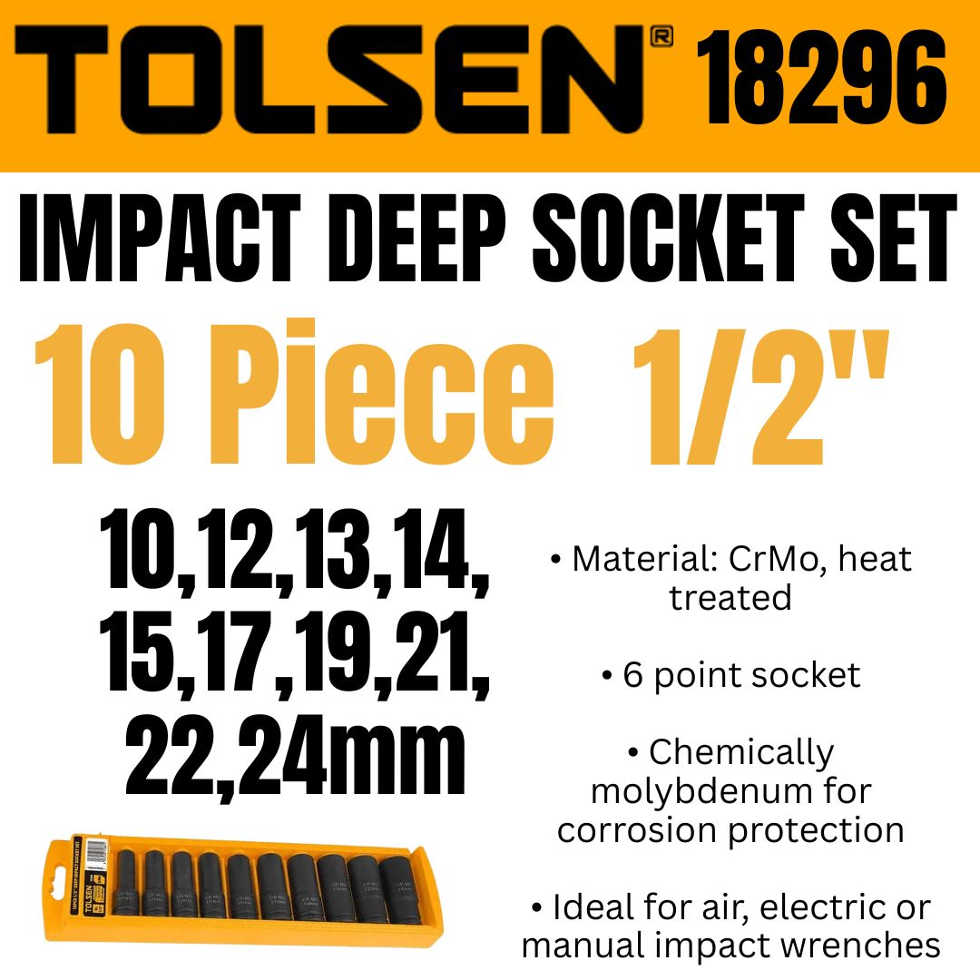 Tolsen Deep Impact Socket Set 1/2" | Shop Online