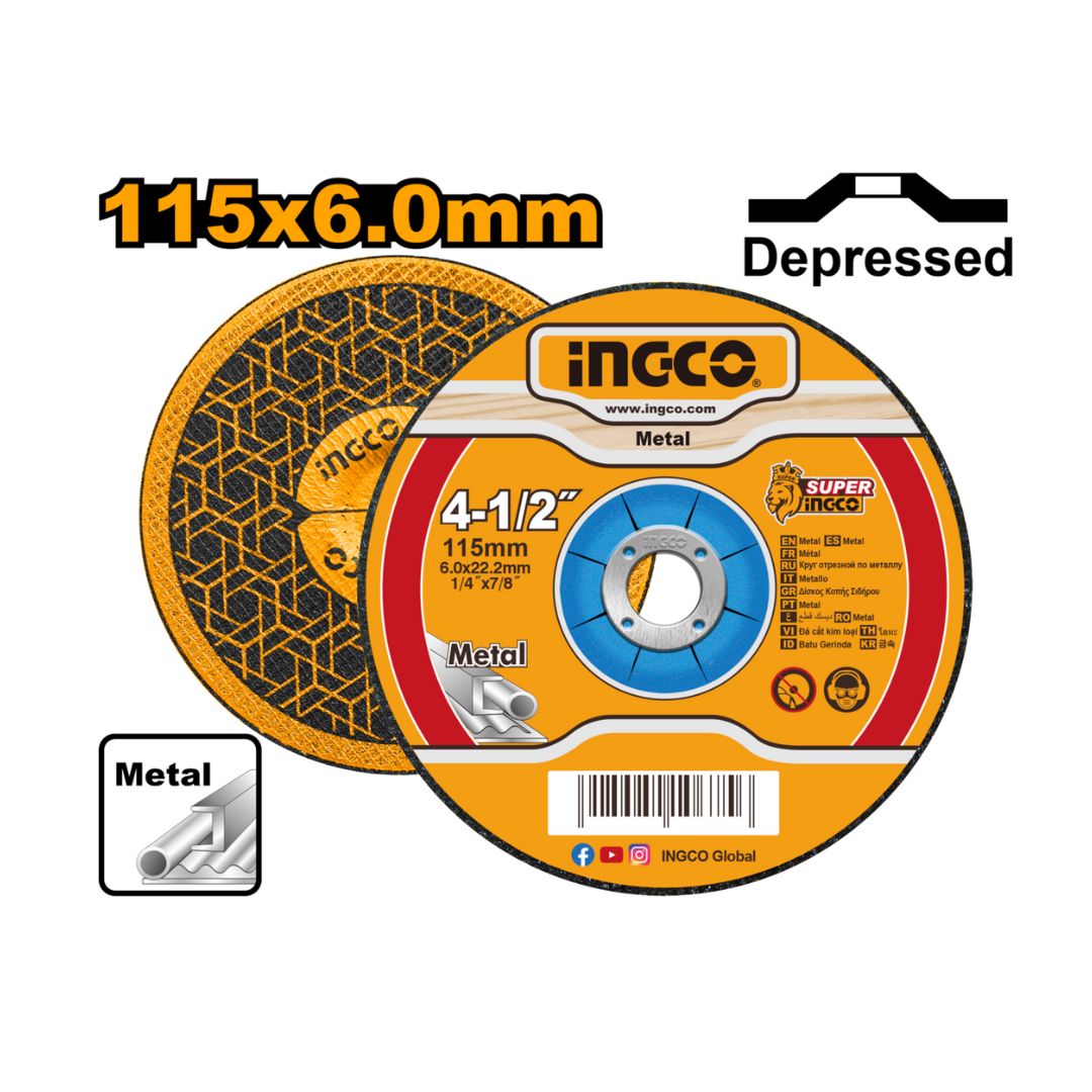 Ingco Grinding Disc Metal 6.0 mm - Depressed Centre