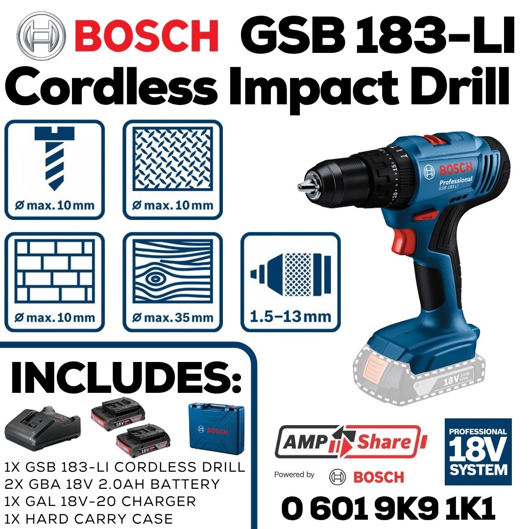Bosch Cordless Impact Drill Kit | GSB 183-LI