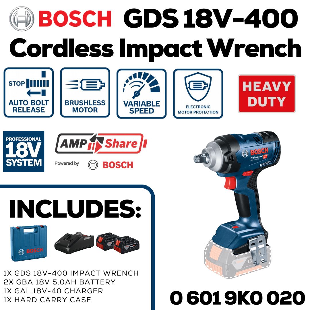 Bosch Cordless 400Nm Impact Wrench | GDS 18V-400