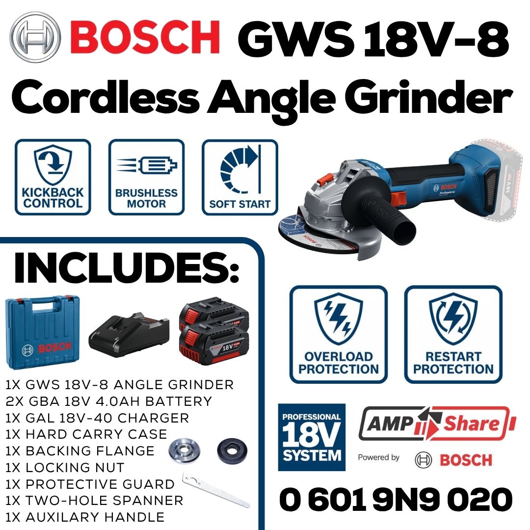 Bosch 18V Angle Grinder 125mm Kit | GWS 18V-8