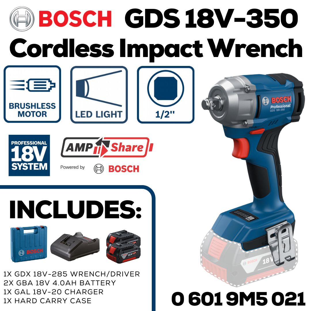 Bosch Professional Cordless Impact Wrench GDS 18V-350 | Set with Batteries