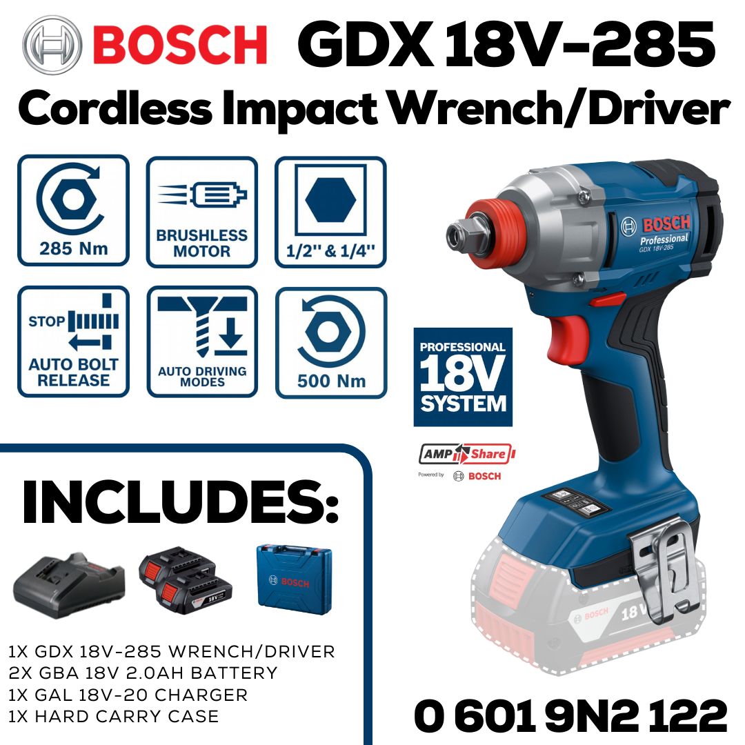 Bosch Professional GDX 18V-285 Driver/Wrench Cordless Kit