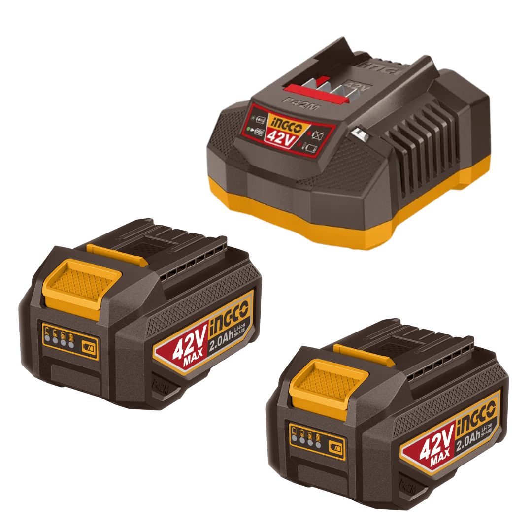 Ingco 42V Battery Combo | 2 x 2.0Ah + Charger | P42M