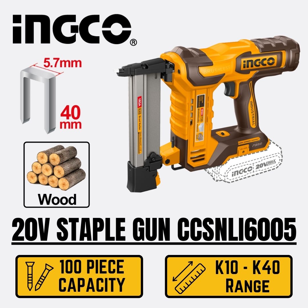Ingco 20V Crown Stapler 40 mm | Air Assisted | P20S