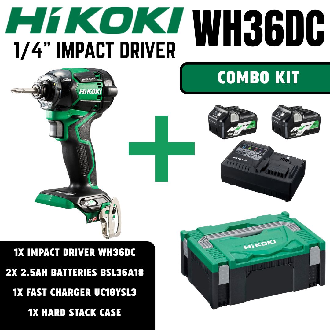 Hikoki 36V Impact Driver WH36DC (Combo Kit) - Bethanie Hardware
