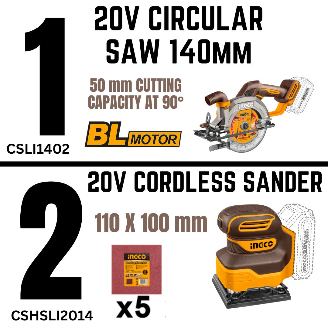 Ingco 20V Ultimate Combo | 9 Piece Kit | P20S