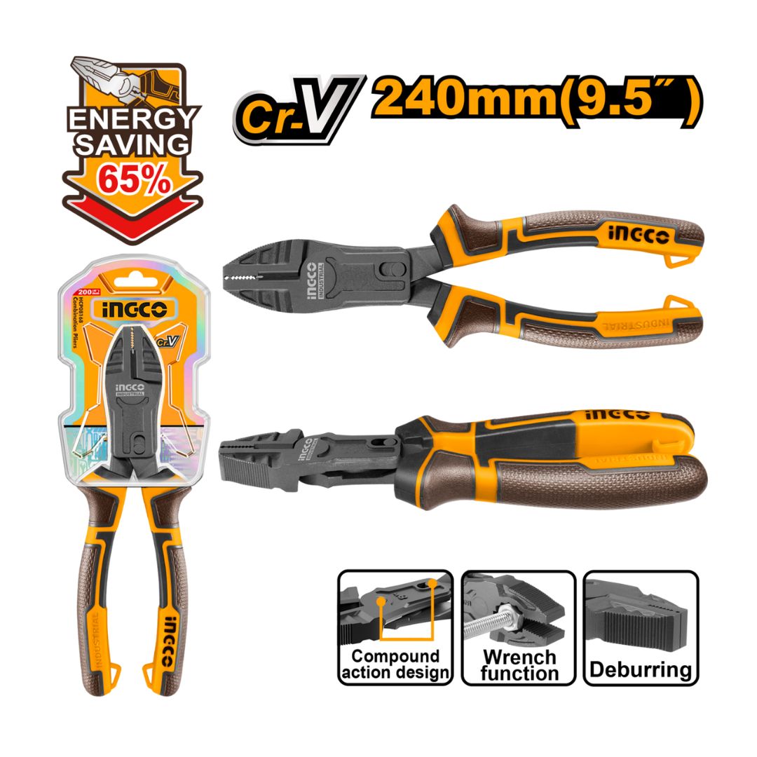 Ingco Plier | Combination | Compound Action - 240 mm (9.5")
