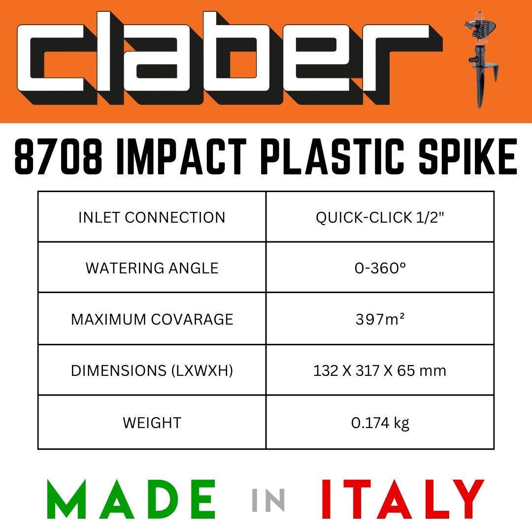 Claber Impact Plastic Sprinkler 8708 - Bethanie Hardware