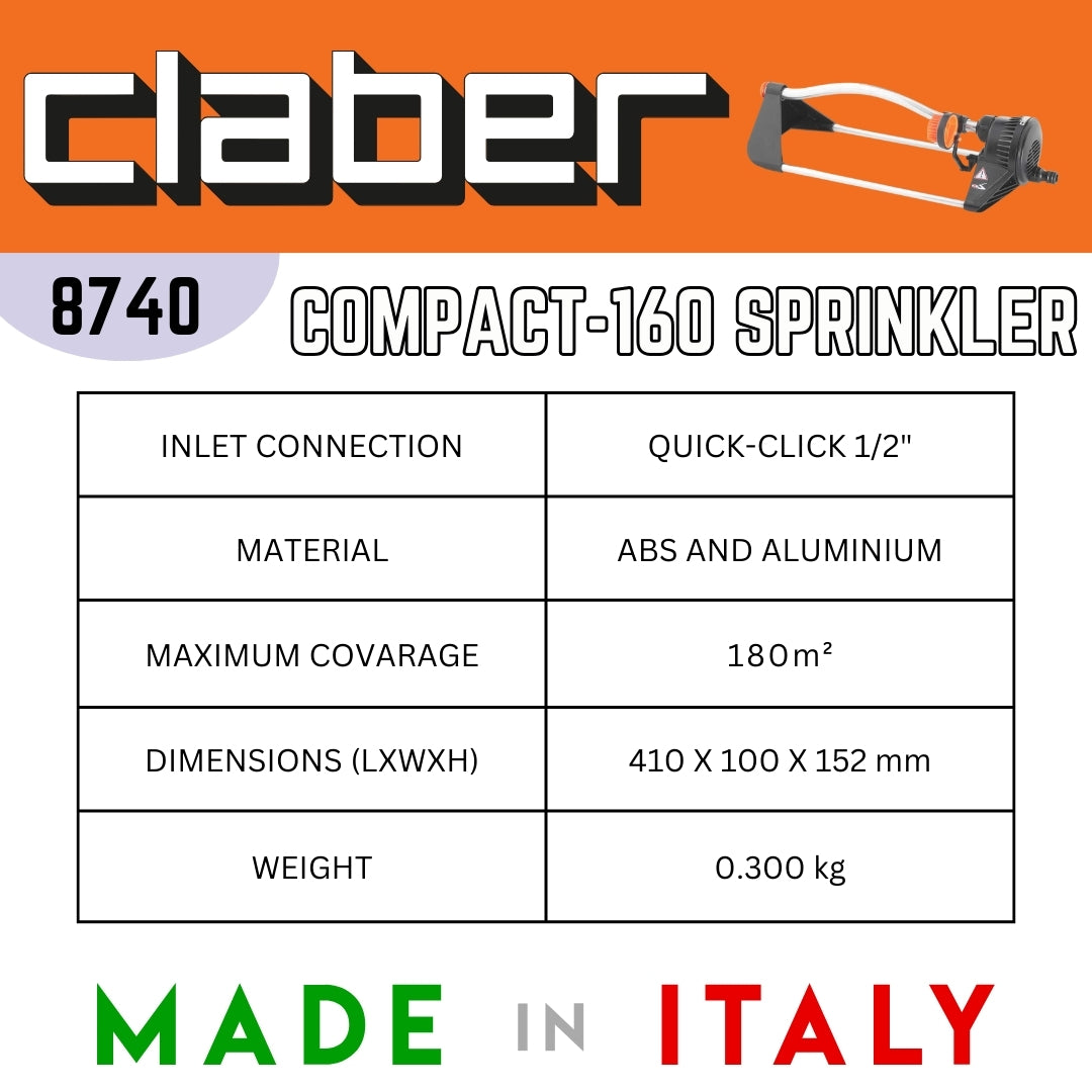 Claber Compact 160 Sprinkler Details - Bethanie Hardware