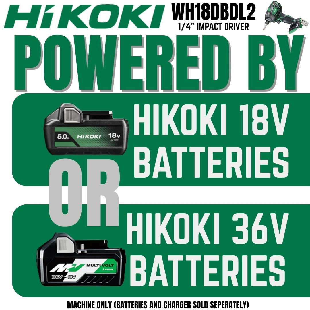 Hikoki Impact Driver WH18DBDL2 (Triple Hammer) - Powered by 18V or 36V