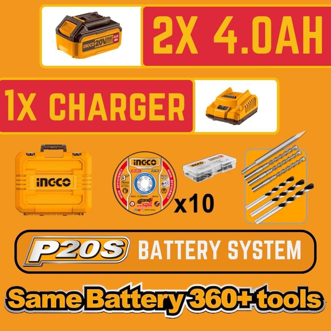 Ingco 20V Contractors Combo | 3 Piece Set | P20S