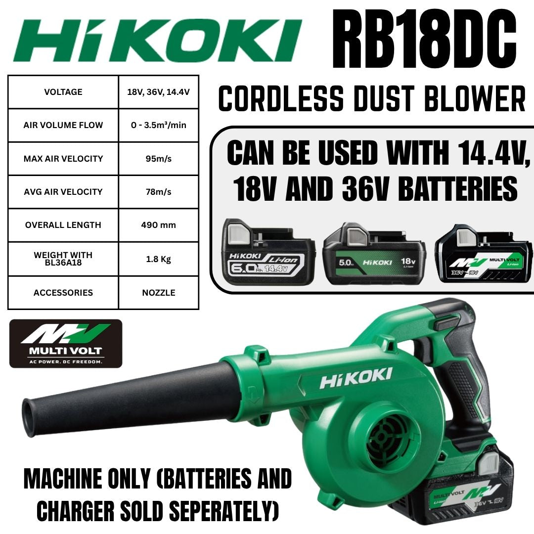 Hikoki 18V Cordless Blower RB18DC | Machine Specifications