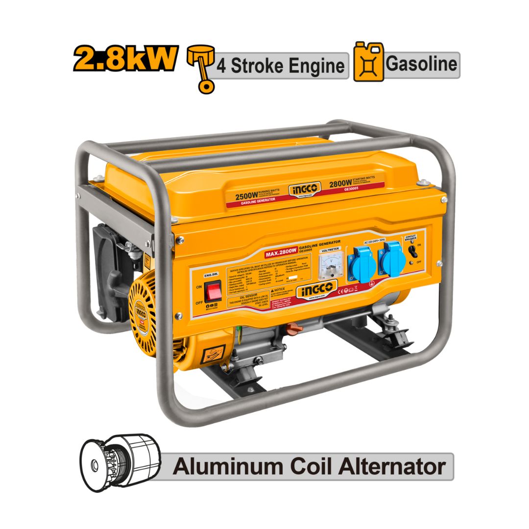 Ingco Gasoline Generator | 2.8 kW | Four Stroke