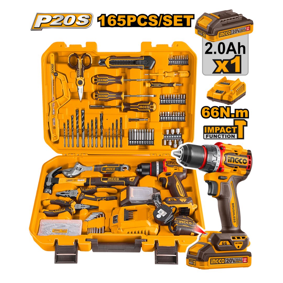 Ingco Drill and Hand Tool Kit | 165 Piece | HKTHP11651
