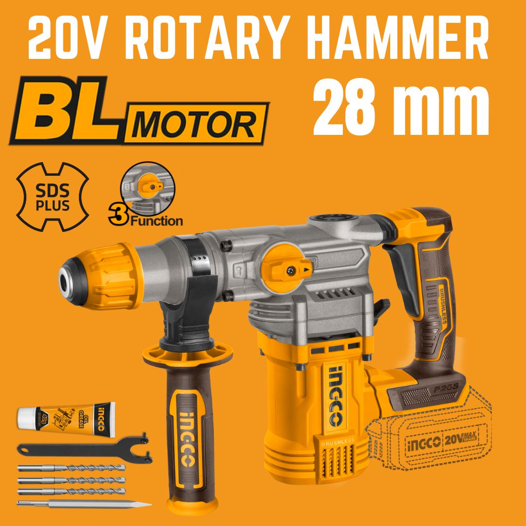 Ingco 20V Rotary Hammer SDS Plus | 28 mm | Brushless | P20S