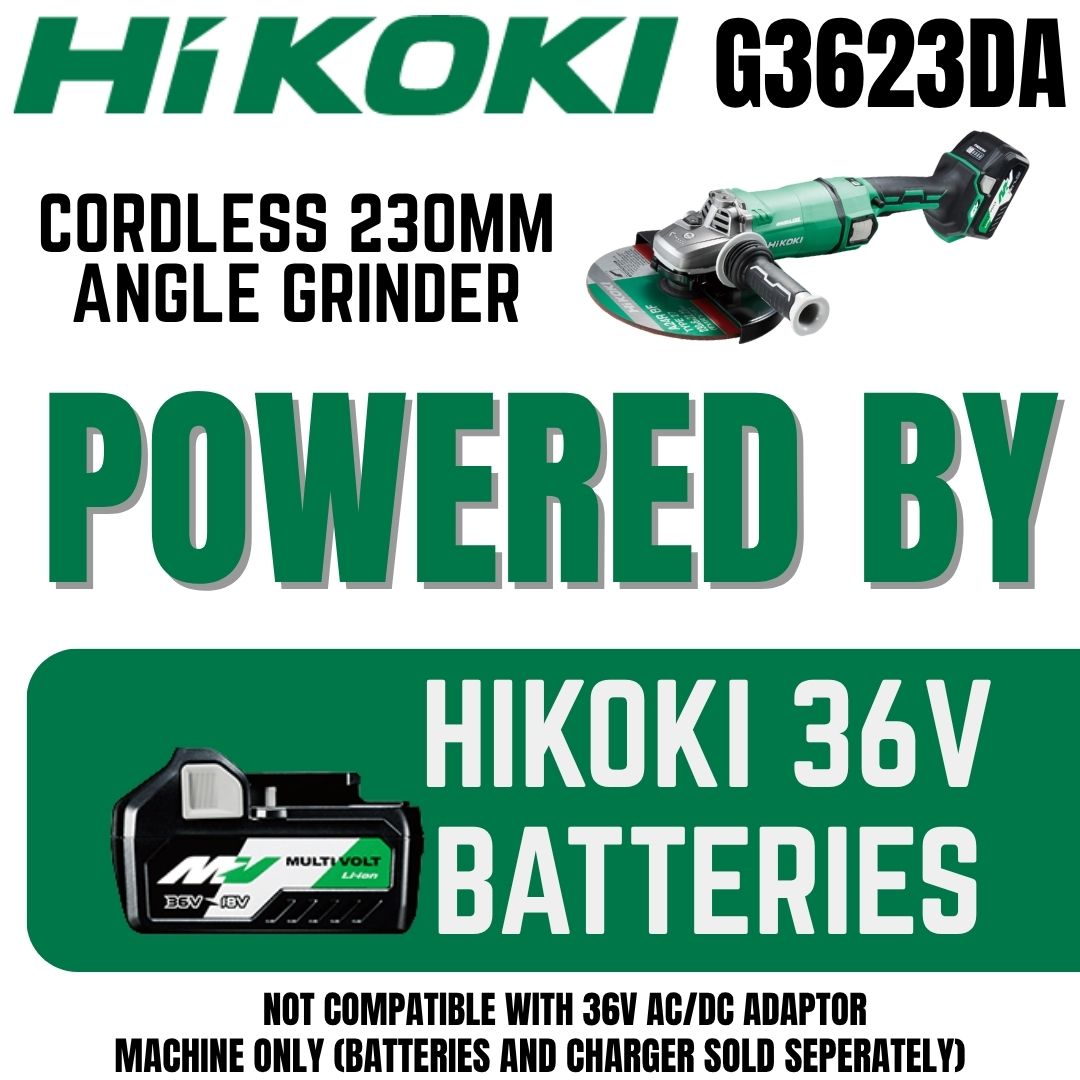 Hikoki Cordless Angle Grinder 230mm G3623DA - Large Grinder