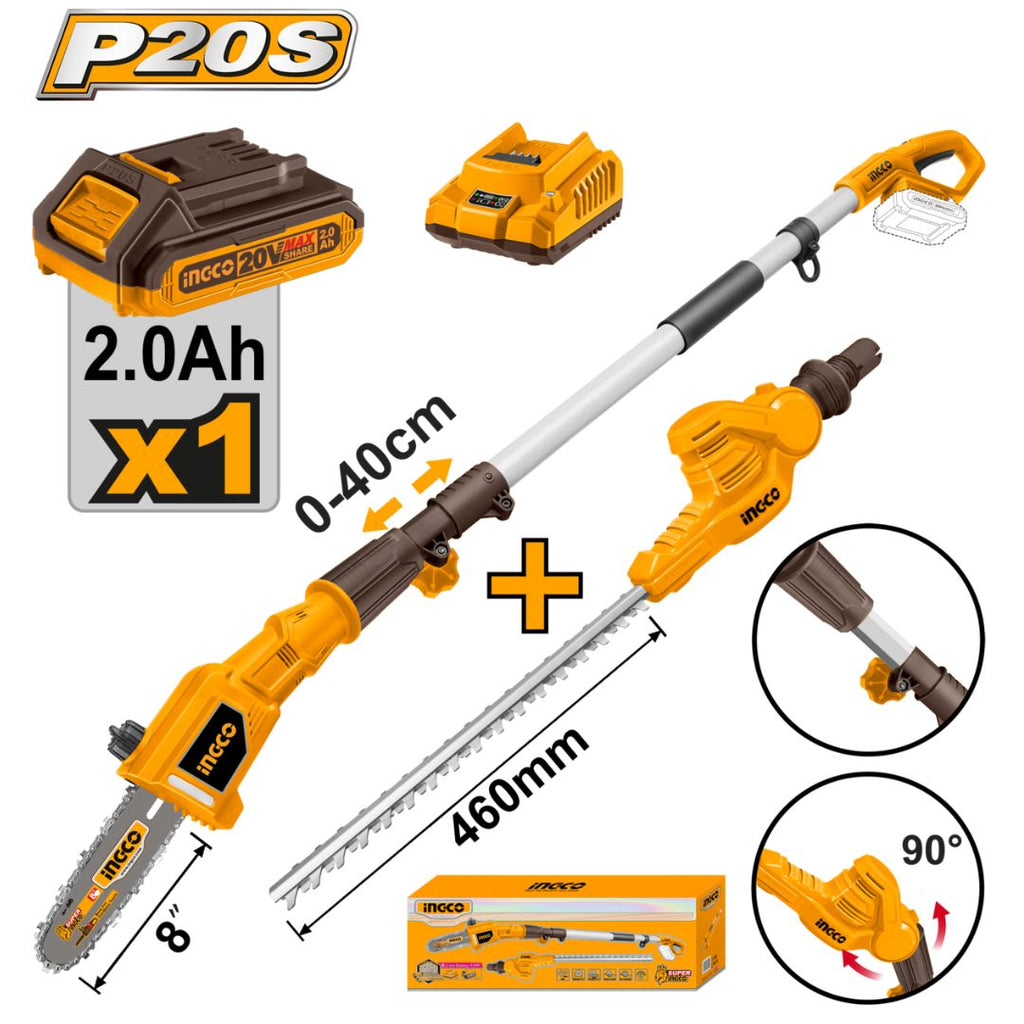 Ingco 20V Pole Saw & Trimmer Kit