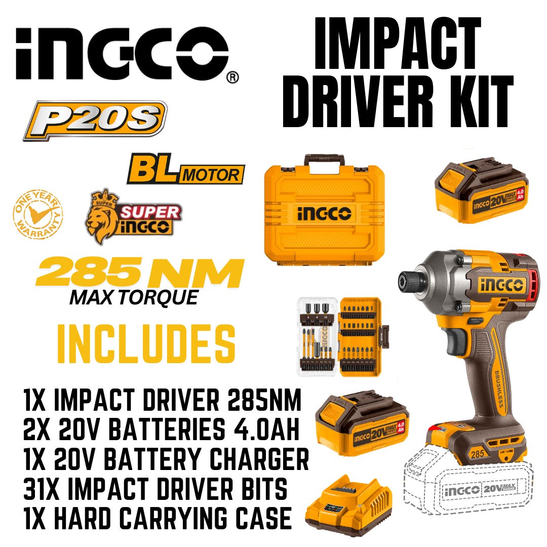 Ingco 20V Impact Driver Kit - Bethanie Hardware