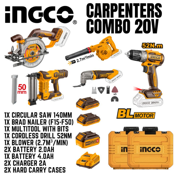 Ingco 20V Cordless Carpenters Combo - Bethanie Hardware